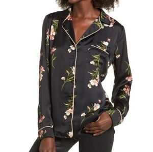 Socialite‎ Black Floral Sleepshirt Blouse